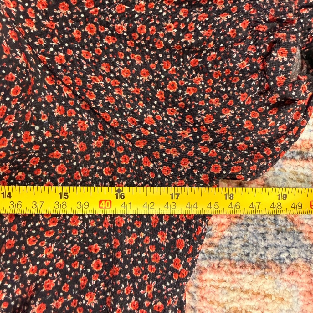 Brandy Melville Red Floral Milkmaid Mini Dress Short Sleeve Back Tie Italy Med. - Picture 7 of 9